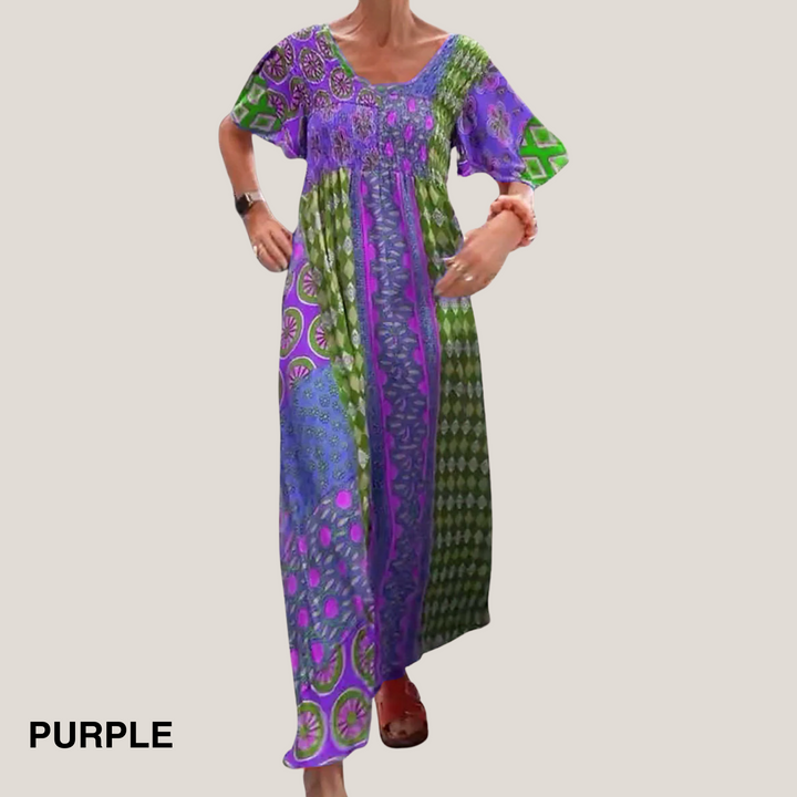 Aurora Celestine Royale Elegant Paisley Midi Dress