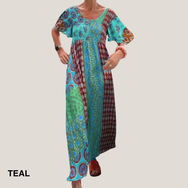 Aurora Celestine Royale Elegant Paisley Midi Dress
