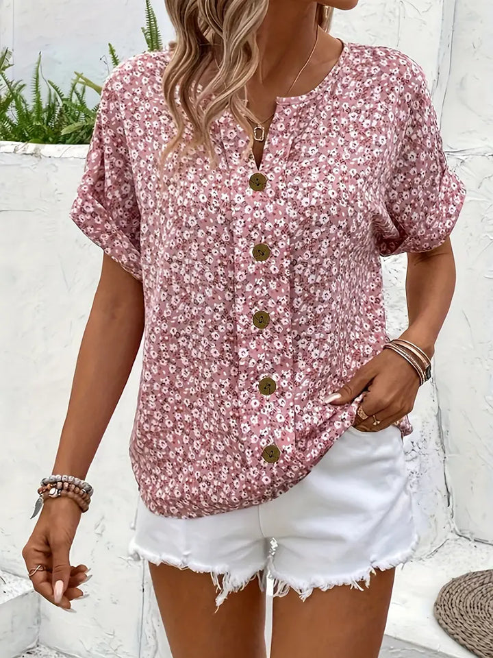 Astra Women's Chic Floral Summer Print Blouse For Women