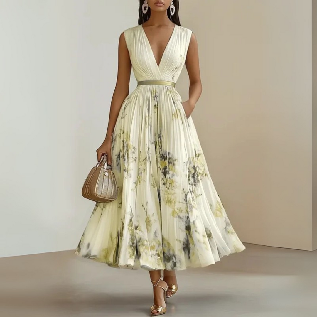 Azure Blossom Women's Flowy Sleeveless Summer Maxi Dress