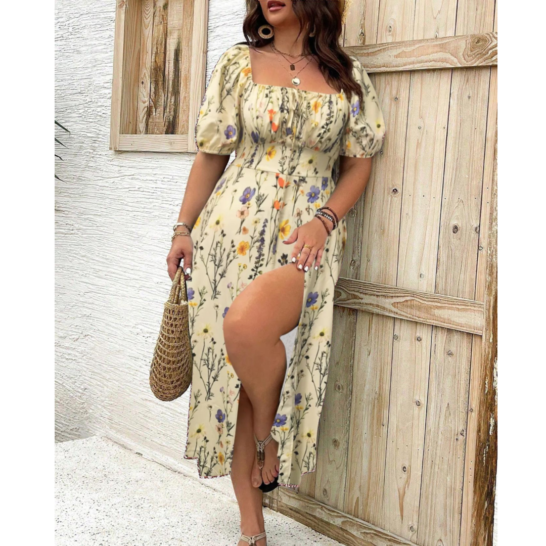 Aurelia Elegant Classy Plus Size Puff Sleeve Maxi Dress Silhouette Collection