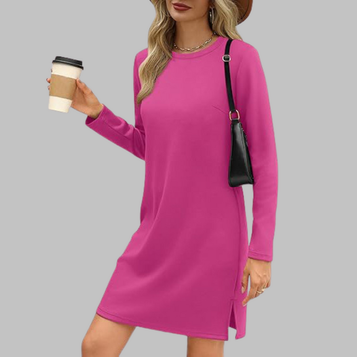 NovaLace Comfortable Long Sleeve Round Neck Dress For Everyday Style And Comfort