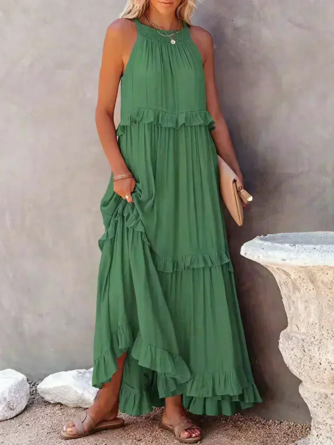 Elara Elegant Sleeveless Dress With Delicate Ruffles