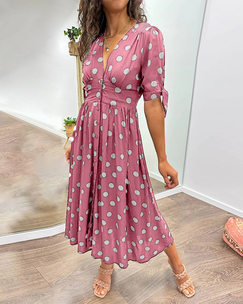 Larkhaven Elegant Polka Dot Dress For Women Everyday Casual Office Wear