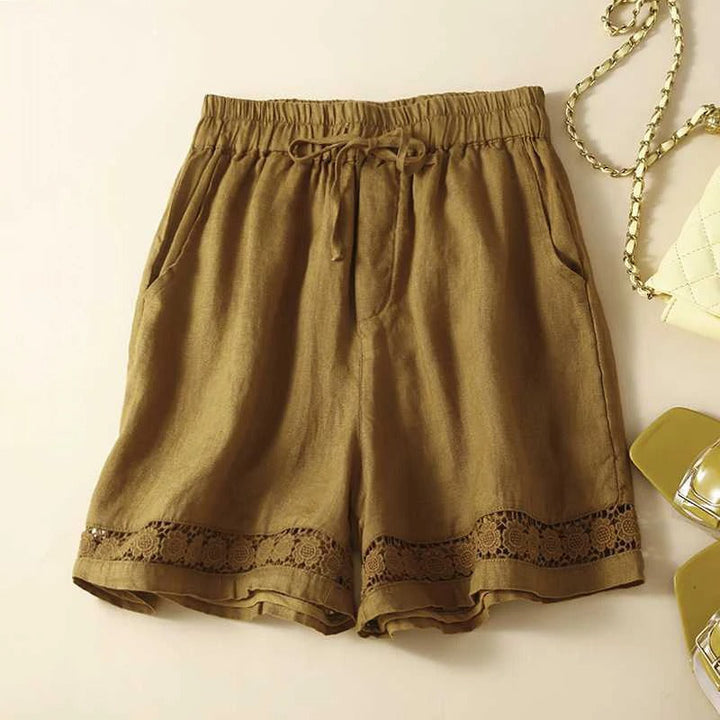 Mira Relaxed Embroidered Shorts With Soft Waistband