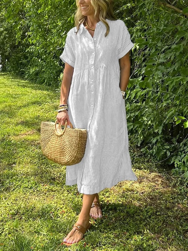 Lyra Striped Button Up Shirt Classic Everyday Style