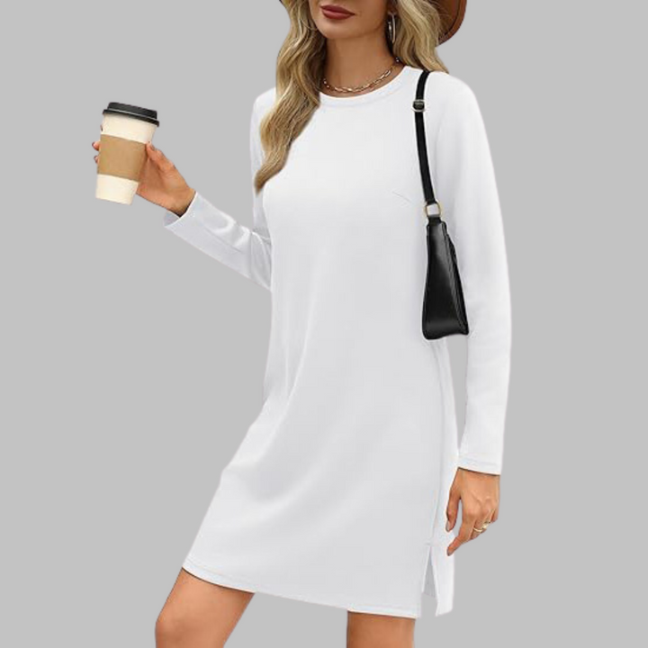 NovaLace Comfortable Long Sleeve Round Neck Dress For Everyday Style And Comfort