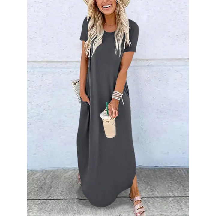 Nova Aura Casual Summer Round Neck Maxi Dress Casual Summer Round Neck Maxi Dress