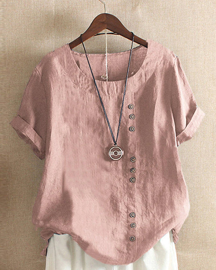 Luna Button Detail Women Casual Short Sleeve Blouse