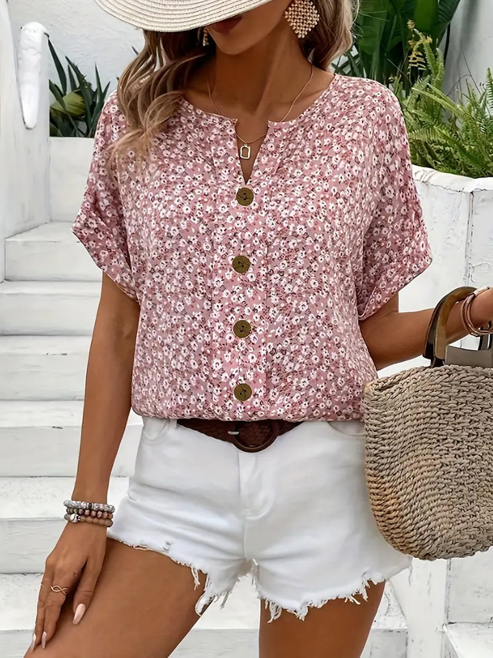 Astra Women's Chic Floral Summer Print Blouse For Women