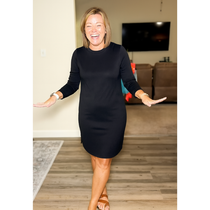 NovaLace Comfortable Long Sleeve Round Neck Dress For Everyday Style And Comfort
