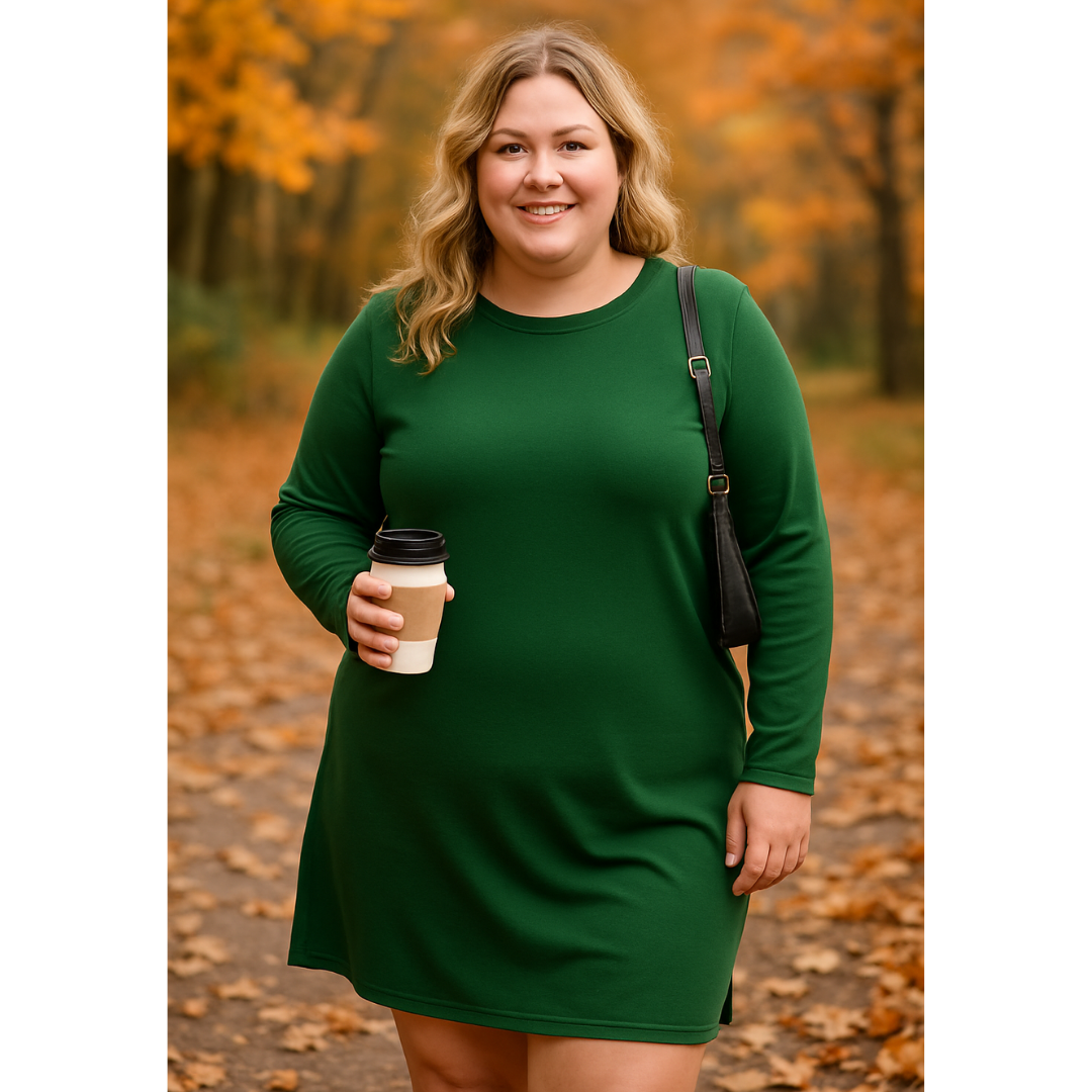 NovaLace Comfortable Long Sleeve Round Neck Dress For Everyday Style And Comfort