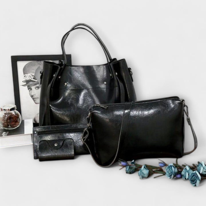 Aurelia 4-Piece Vintage Bag Set Collection With Tote Shoulder Bag Clutch Wallet