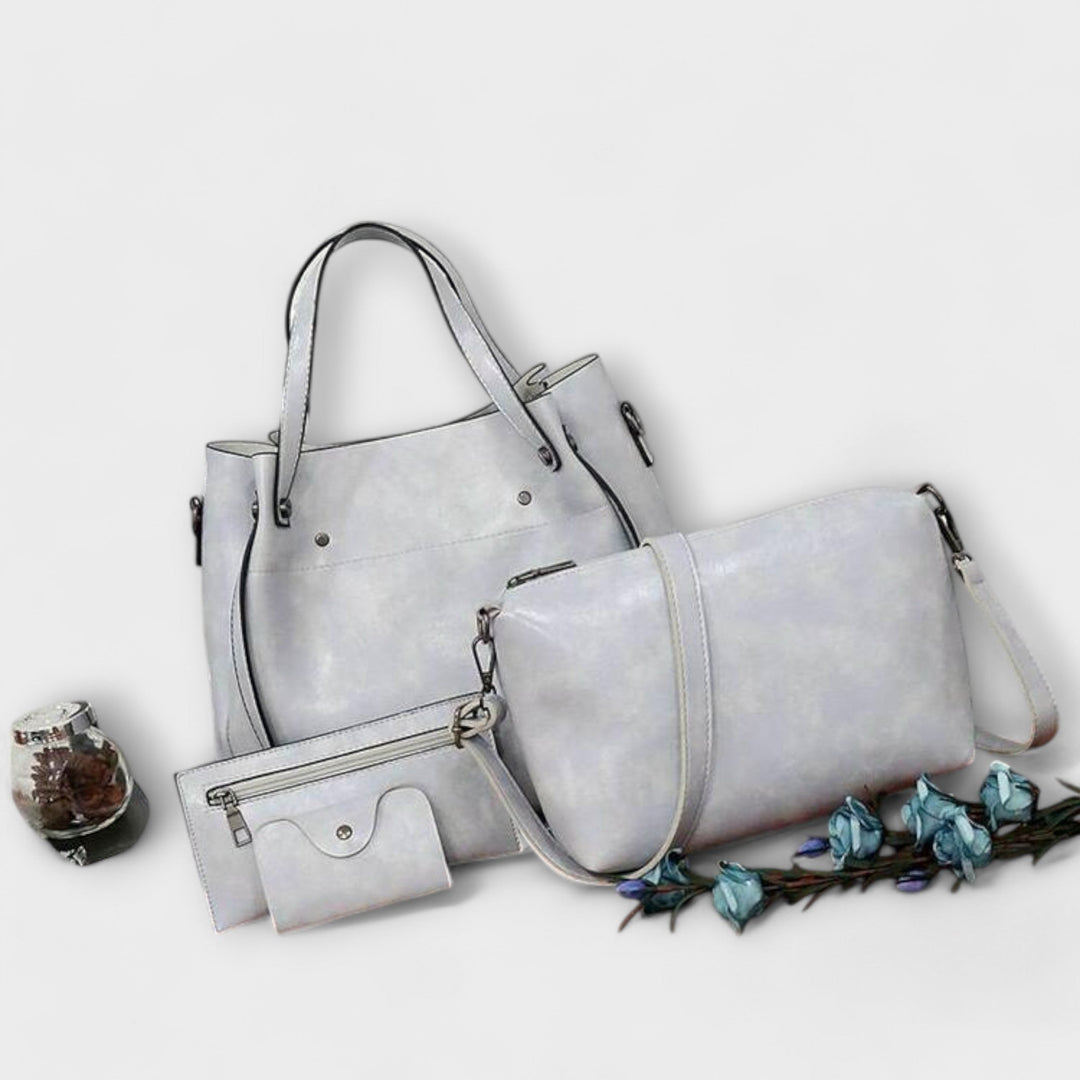 Aurelia 4-Piece Vintage Bag Set Collection With Tote Shoulder Bag Clutch Wallet
