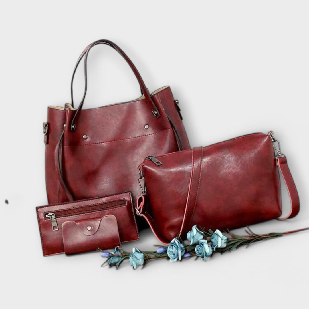Aurelia 4-Piece Vintage Bag Set Collection With Tote Shoulder Bag Clutch Wallet