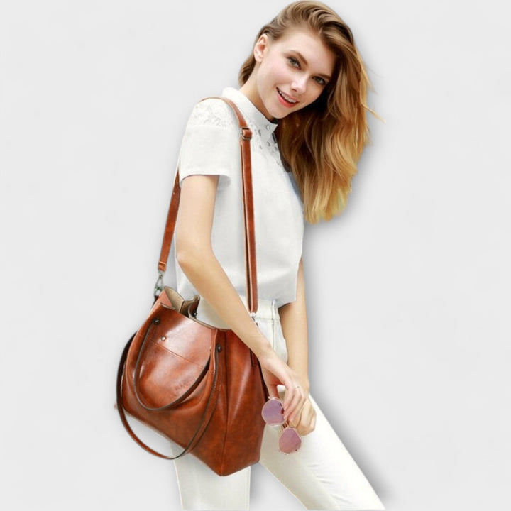Aurelia 4-Piece Vintage Bag Set Collection With Tote Shoulder Bag Clutch Wallet