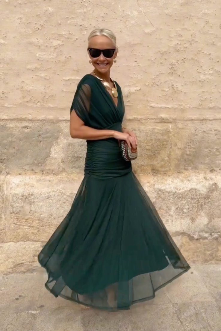 Aurelia Elegant V-Neck Fantasy Party Maxi Dress For Evening Occasions Glamour