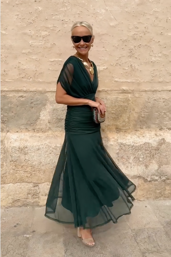 Aurelia Elegant V-Neck Fantasy Party Maxi Dress For Evening Occasions Glamour