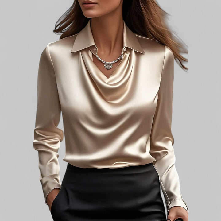 Aria Elegant Satin Blouse For Women With Long Sleeve
