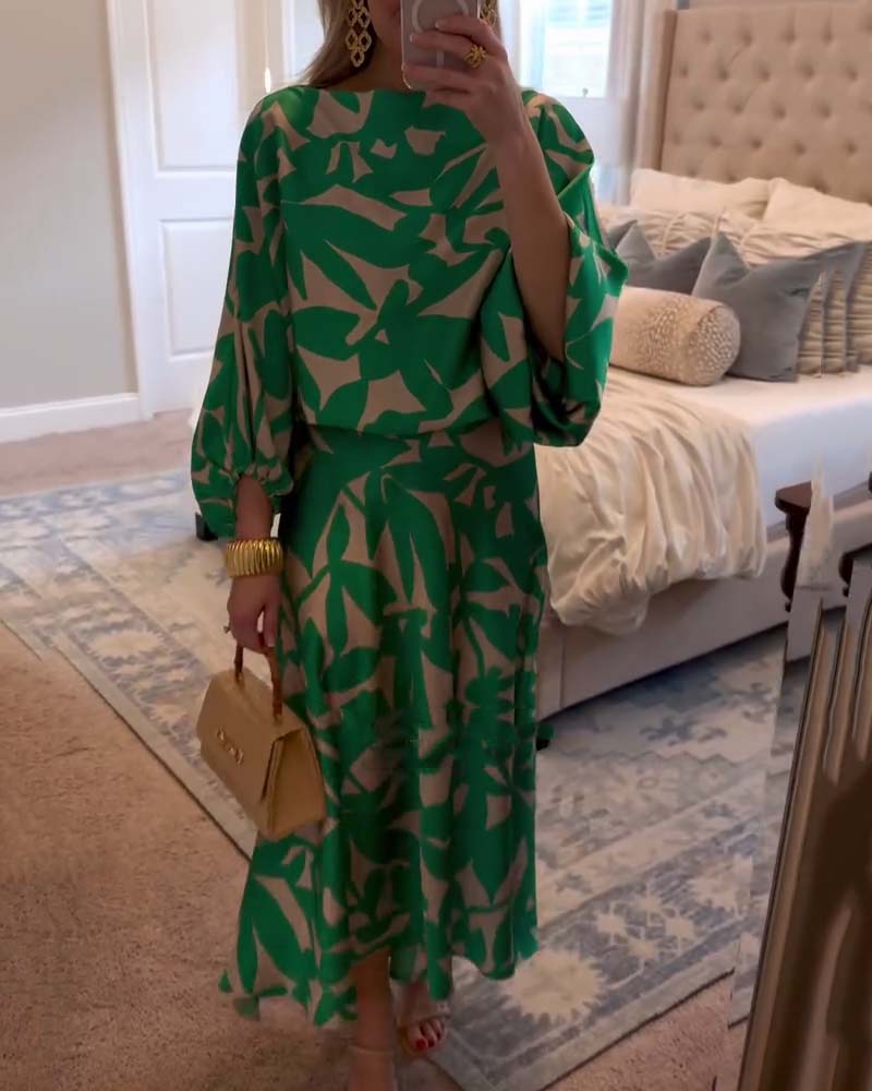 Nova Two-Piece Printed Set With Lantern Sleeves From The Aurora Line