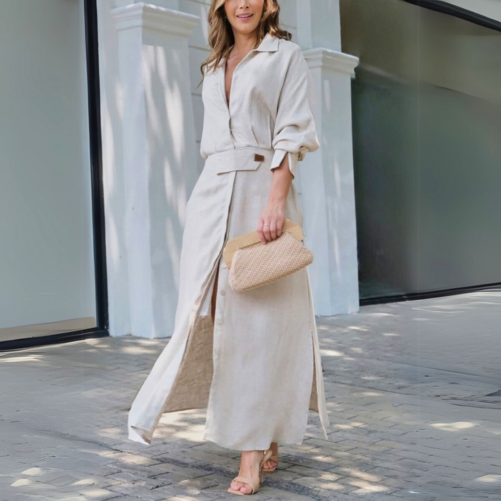 Solara Elegant Maxi Dress With V-Neckline For Summer Style And Comfort Wear