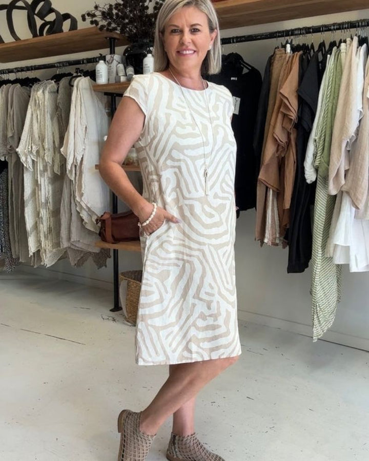 Astra Summer Dress With Round Neck And Elegant Print