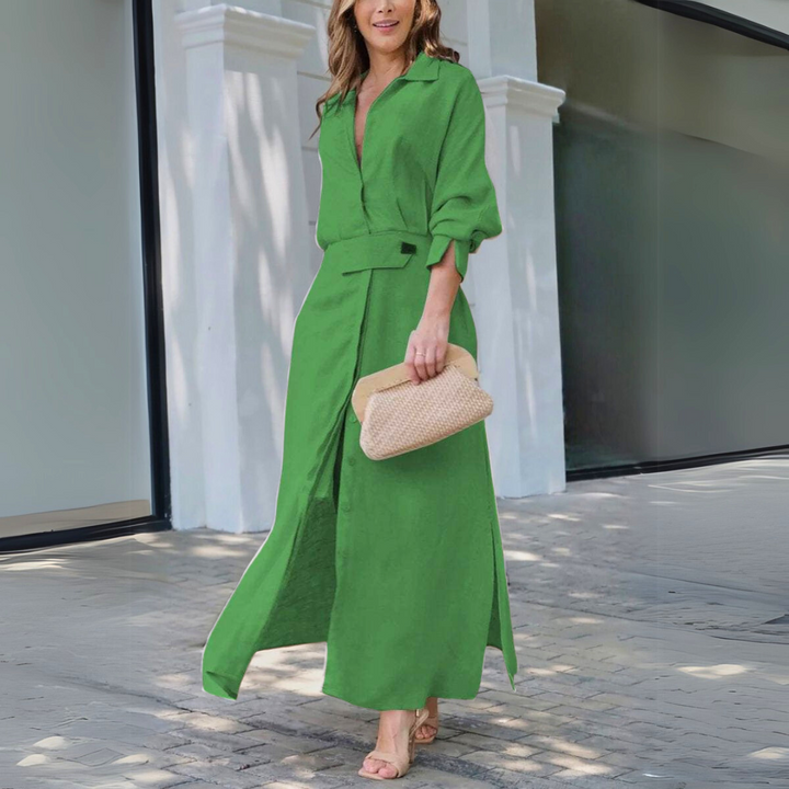 Solara Elegant Maxi Dress With V-Neckline For Summer Style And Comfort Wear