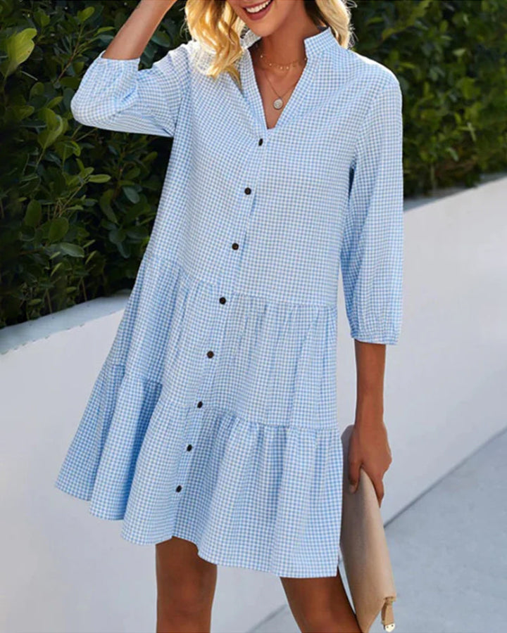 Asteria Summer Check Dress With Flowing Silhouette