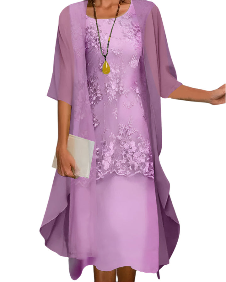 Aurelia Wedding Guest Dress With Flowing Sheer Sleeve Midi