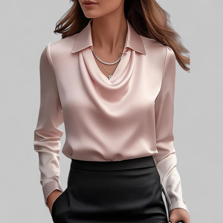 Aria Elegant Satin Blouse For Women With Long Sleeve