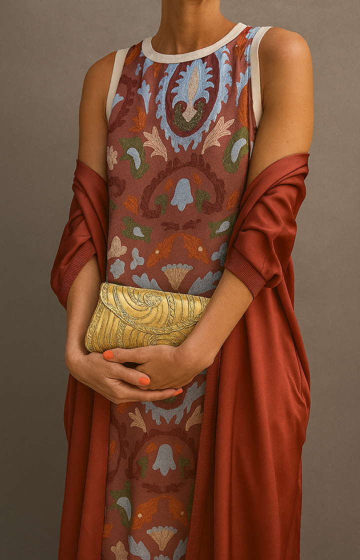 Elara Collection Matching Long Dress And Coat Set For Women With Coordinated Outer Layer
