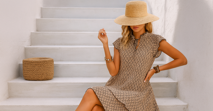 Greece Edition Boho Ruffle Sleeve Summer Dress Chic