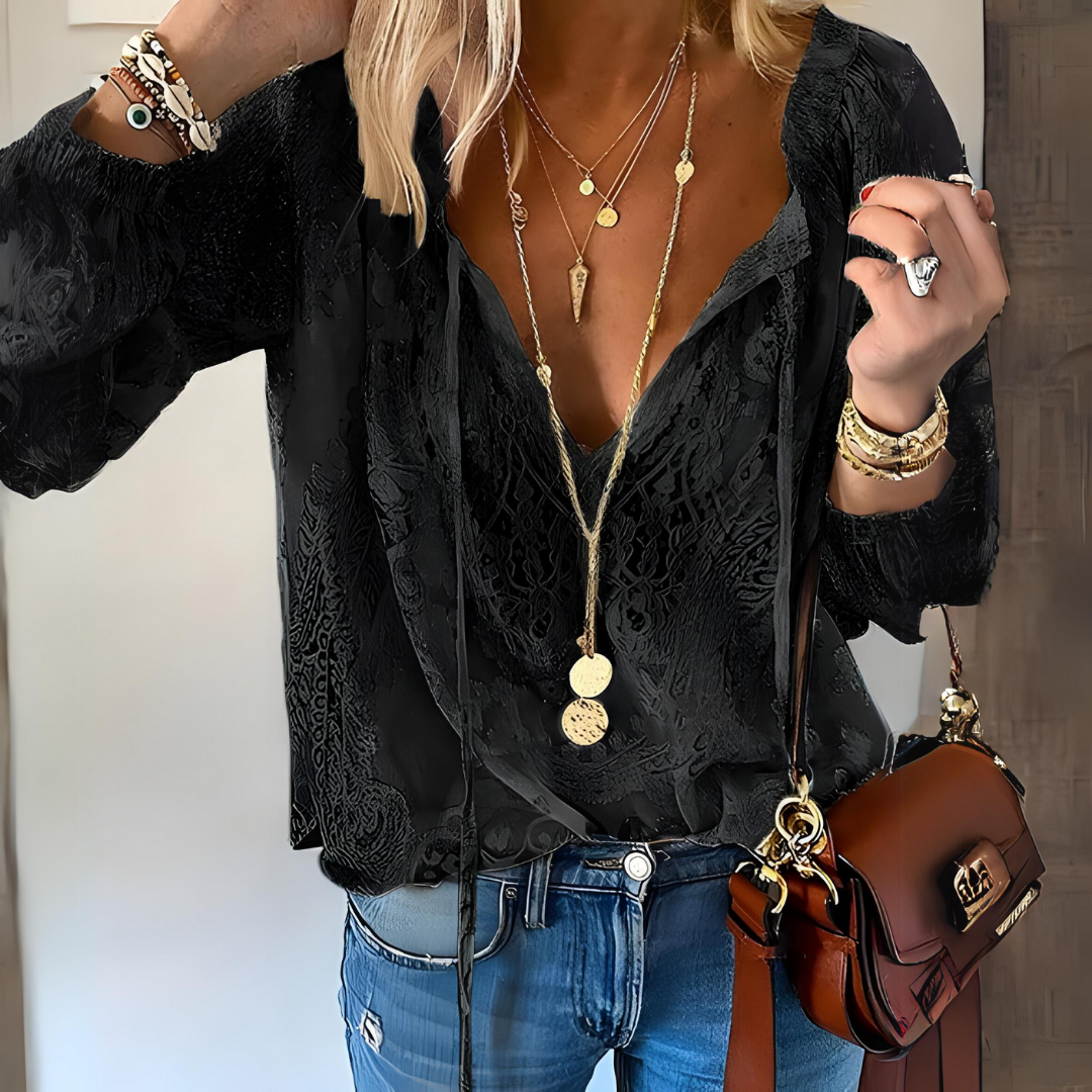 Astra Women Elegant Boho V Neck Blouse Chic For Women