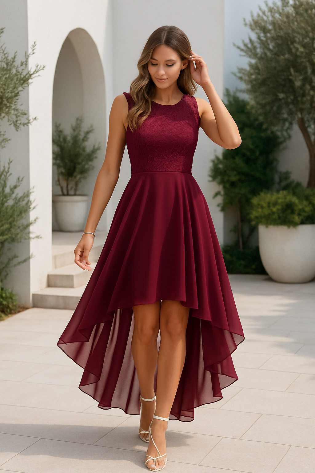 Petal Grace Women’s High-Low Elegant Wedding Guest Dress