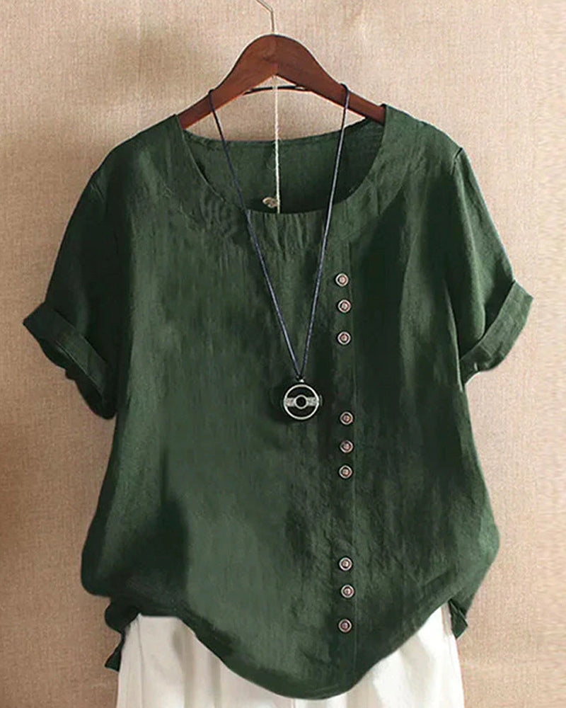 Luma Women's Summer Button Detailing Casual Blouse