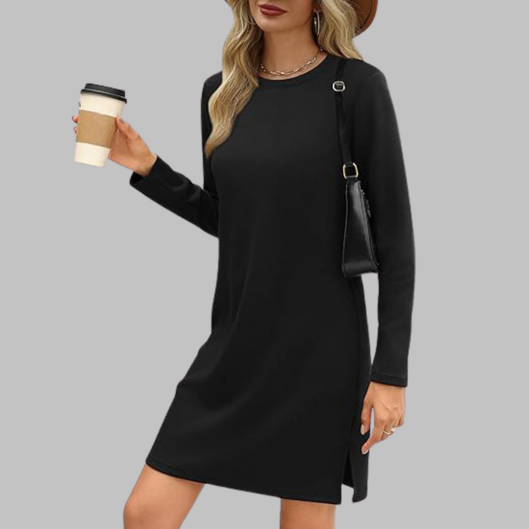NovaLace Comfortable Long Sleeve Round Neck Dress For Everyday Style And Comfort