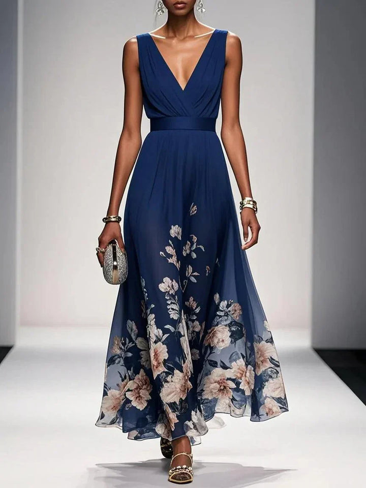 Luna Bloom Floral Chiffon Summer Maxi Dress For Women