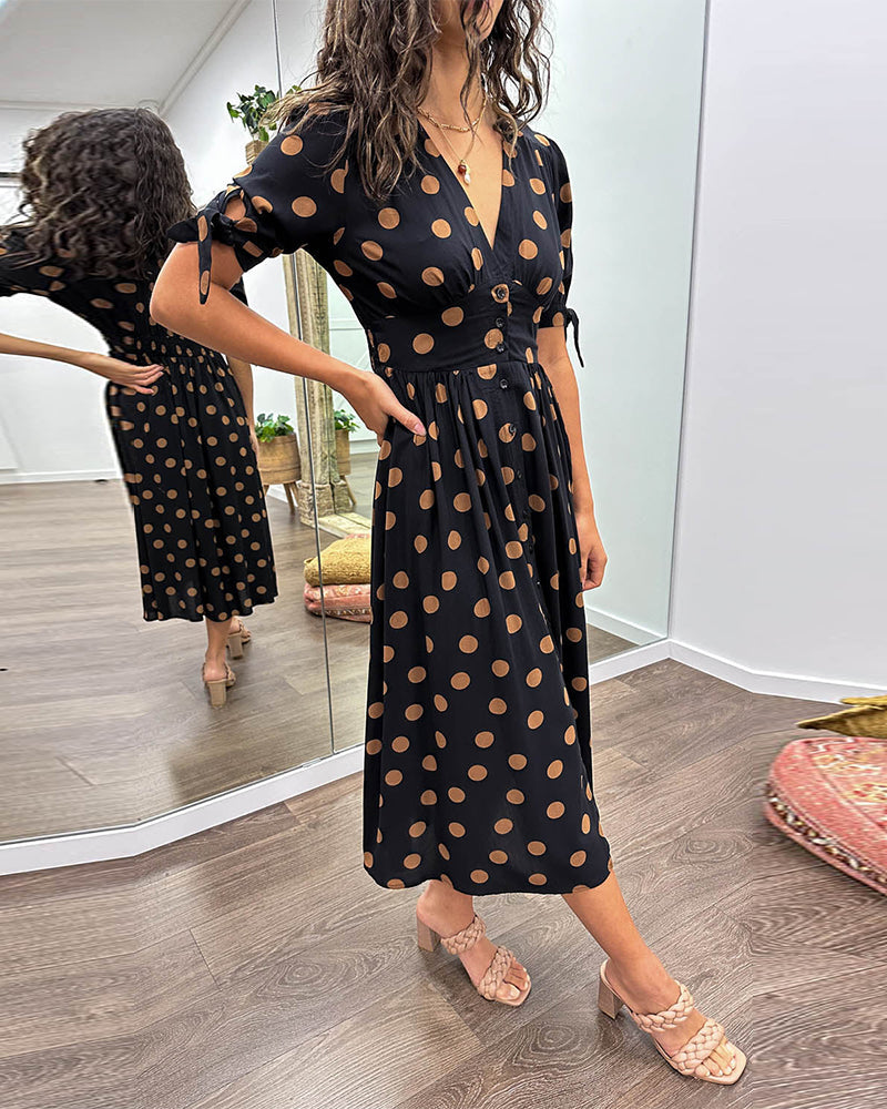 Larkhaven Elegant Polka Dot Dress For Women Everyday Casual Office Wear