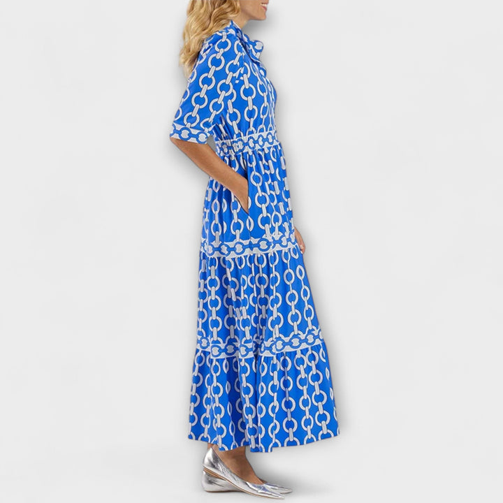 Nova Midi Dress With Chain Pattern For Modern Wardrobe