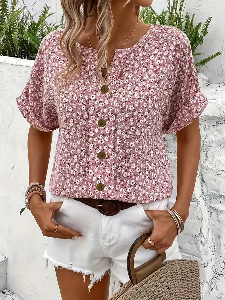 Astra Women's Chic Floral Summer Print Blouse For Women