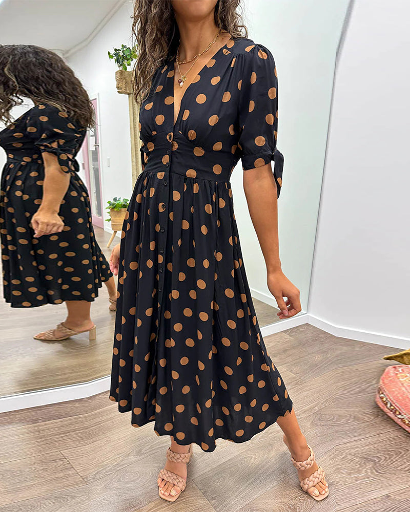 Larkhaven Elegant Polka Dot Dress For Women Everyday Casual Office Wear