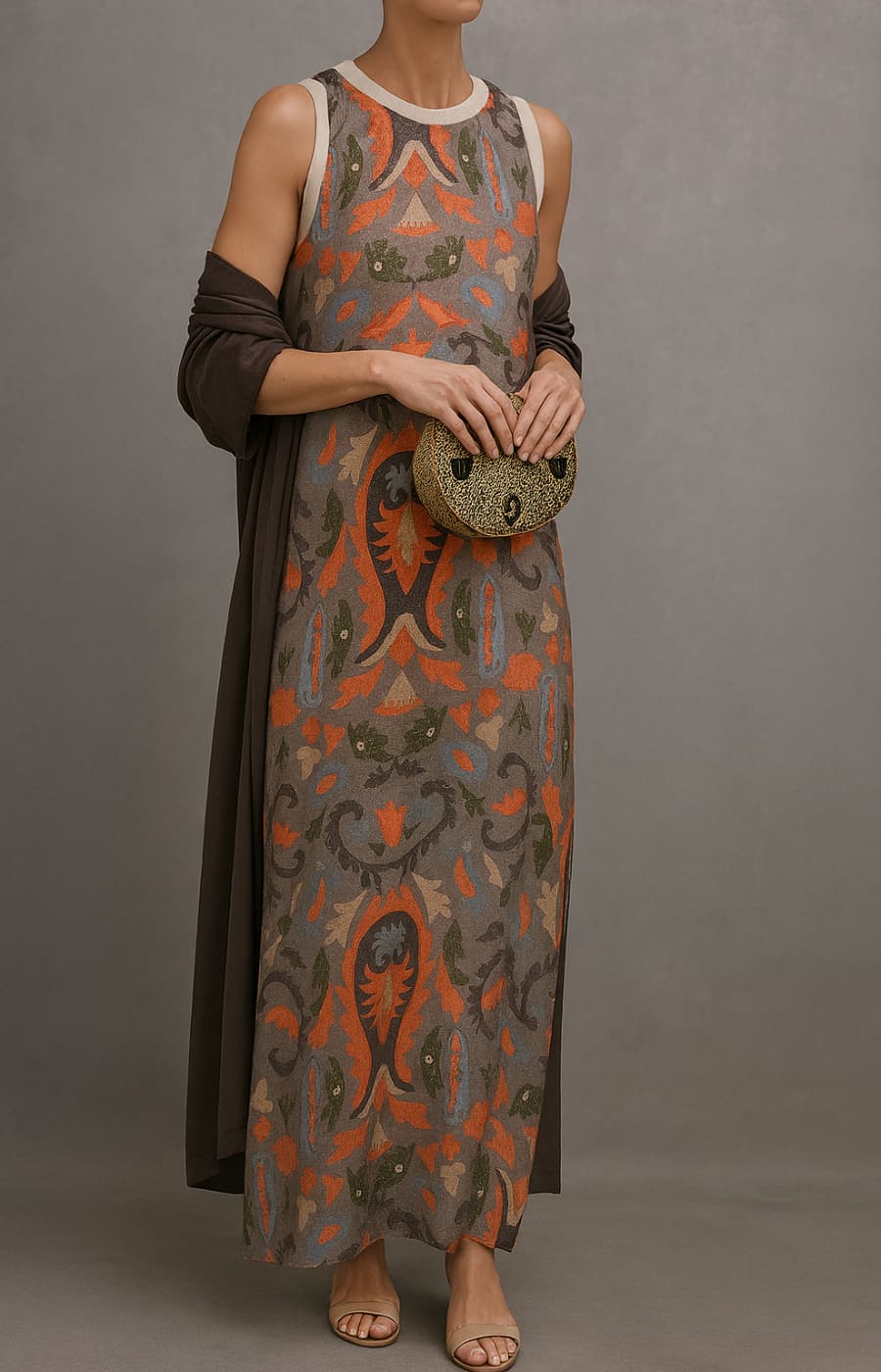 Elara Collection Matching Long Dress And Coat Set For Women With Coordinated Outer Layer