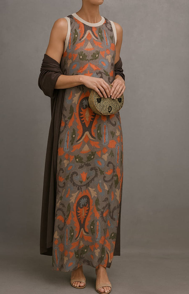 Elara Collection Matching Long Dress And Coat Set For Women With Coordinated Outer Layer