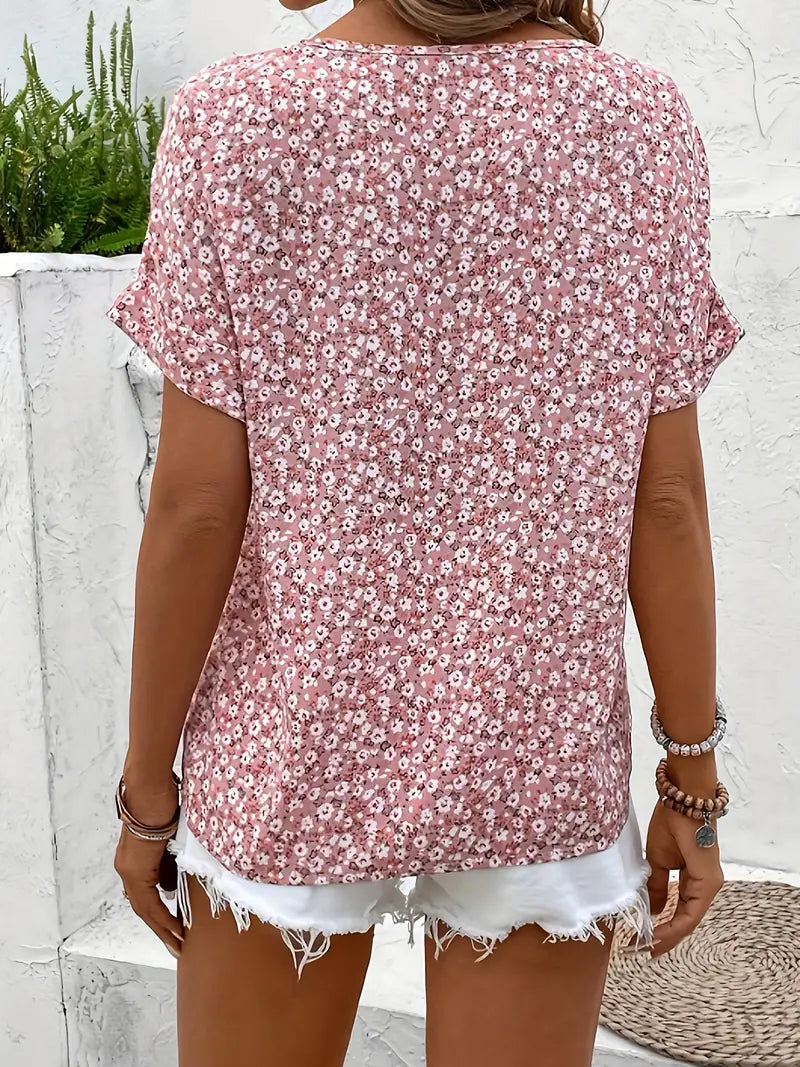 Luma Women Summer Short Sleeve Button Top Everyday Wear