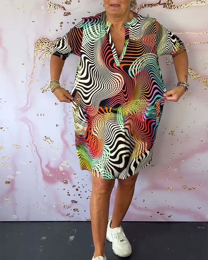 Nova Colorful V-Neck Dress Colorful V-Neck Dress Nova