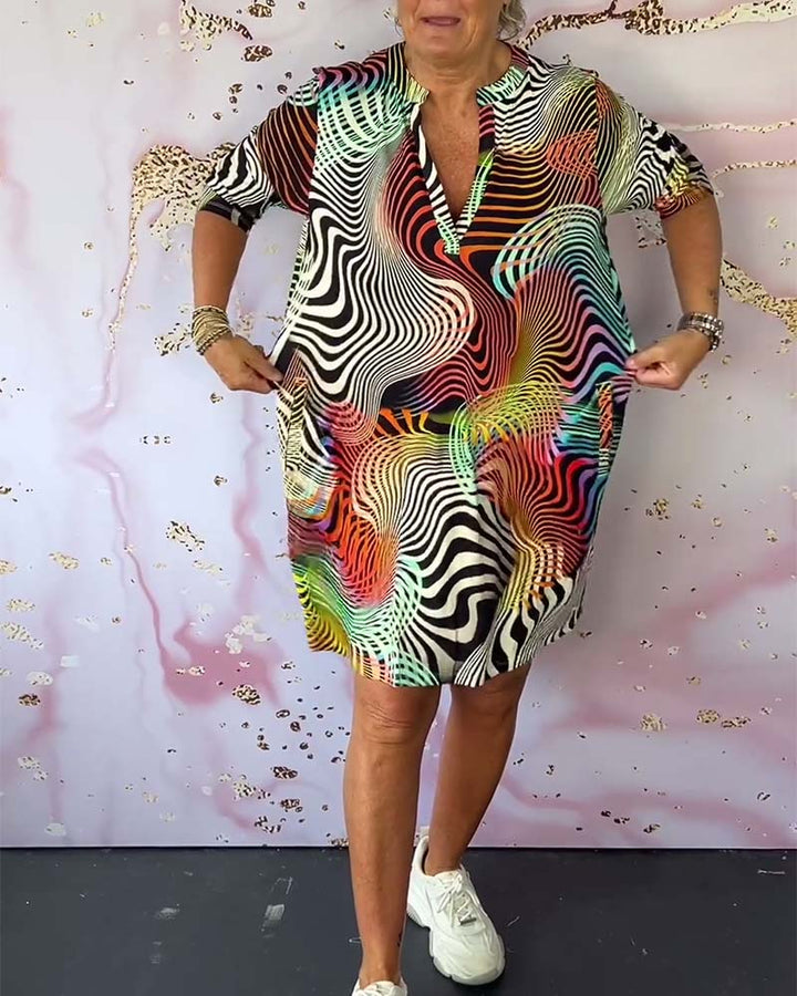 Nova Colorful V-Neck Dress Colorful V-Neck Dress Nova