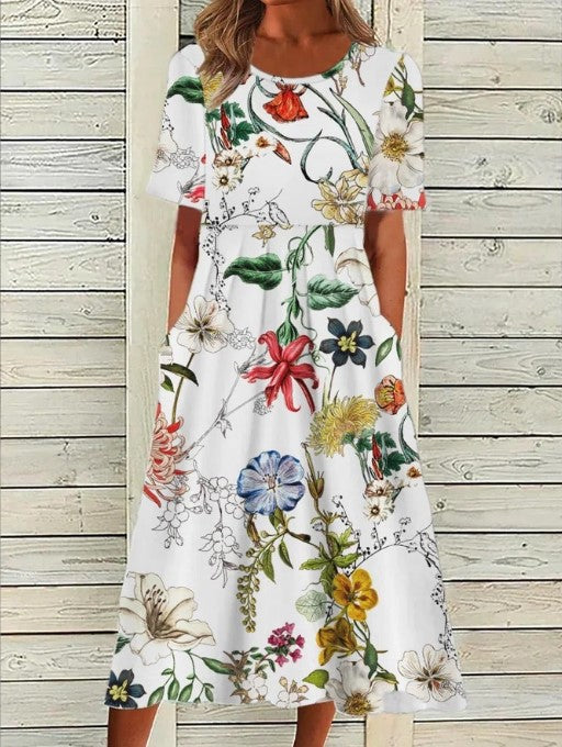 Nova Printed Midi Dress For Beach Walks And Garden Parties With Effortless Style