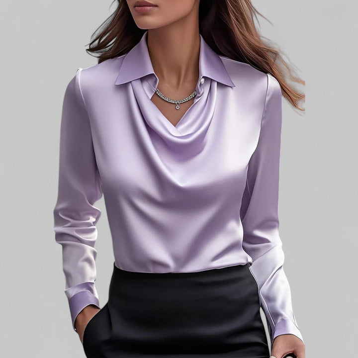Aria Elegant Satin Blouse For Women With Long Sleeve