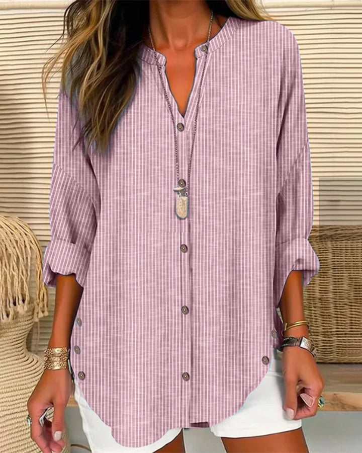Aurelia Relaxed Striped Button Blouse For Women Everyday