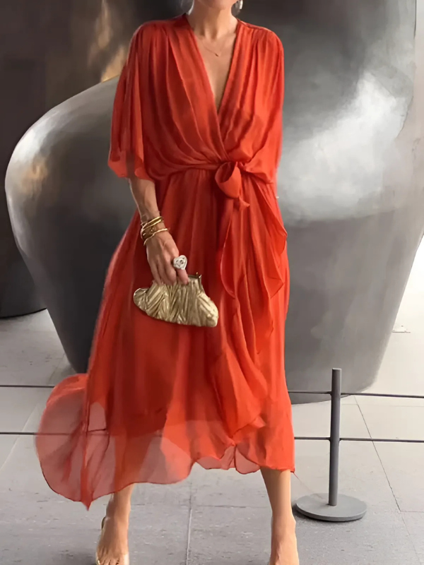 Aveline Wrap Midi Dress Timeless Silhouette For Any Occasion